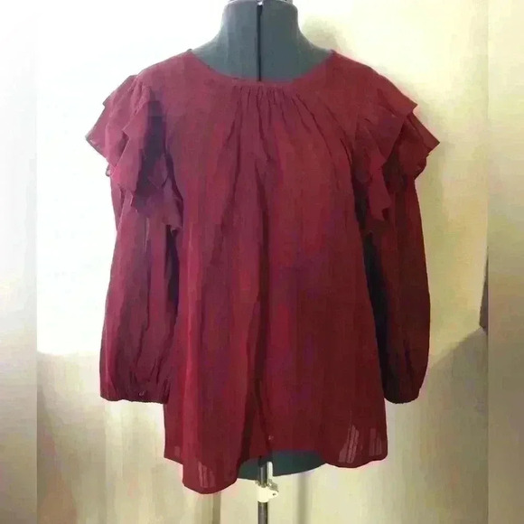 Universal Thread Puffed Flared Sleeve Burgundy? Deep Red Blouse Top Women XXL - Picture 3 of 8